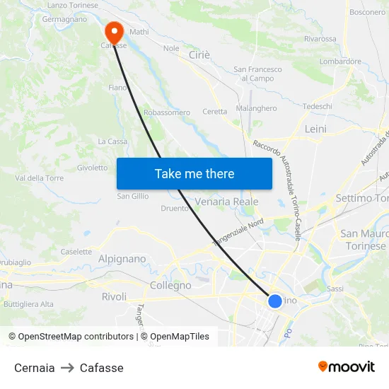 Cernaia to Cafasse map
