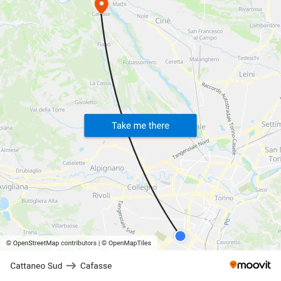 Cattaneo South to Cafasse map