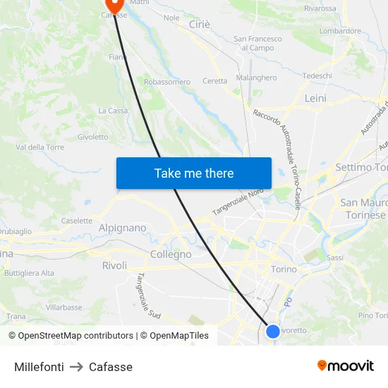 Millefonti to Cafasse map