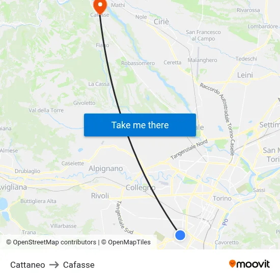 Cattaneo to Cafasse map
