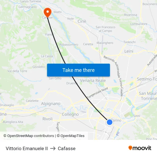 Vittorio Emanuele II to Cafasse map