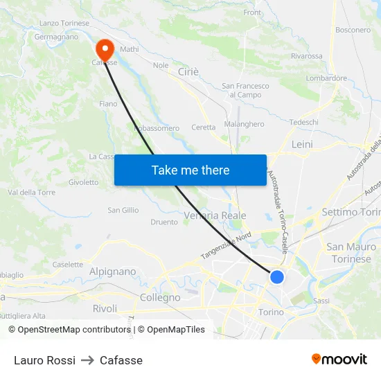 Lauro Rossi to Cafasse map