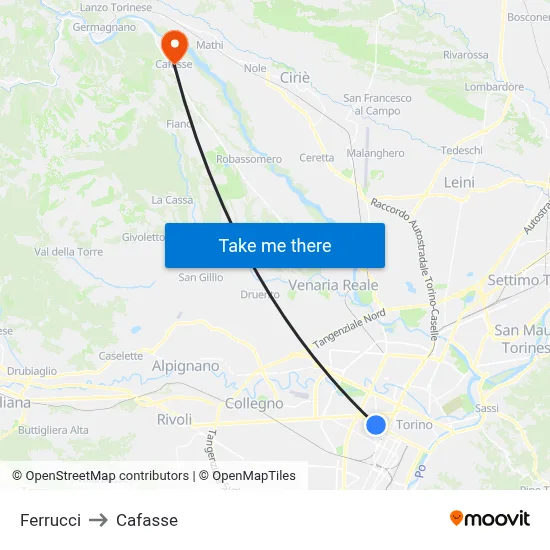 Ferrucci to Cafasse map
