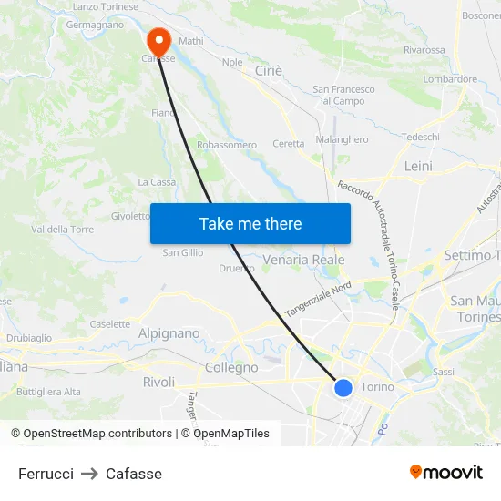 Ferrucci to Cafasse map