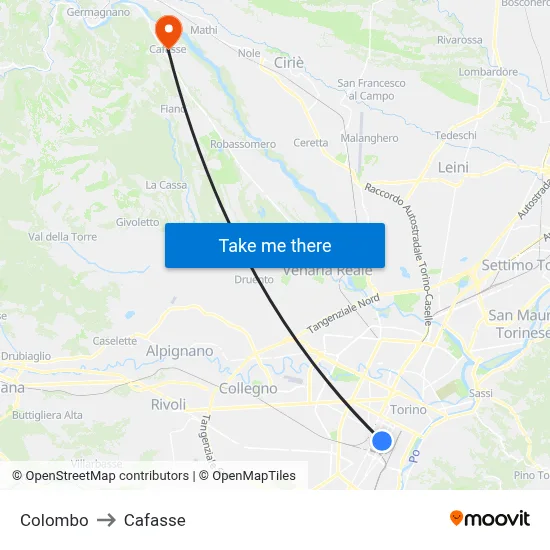 Colombo to Cafasse map