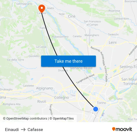 Einaudi to Cafasse map