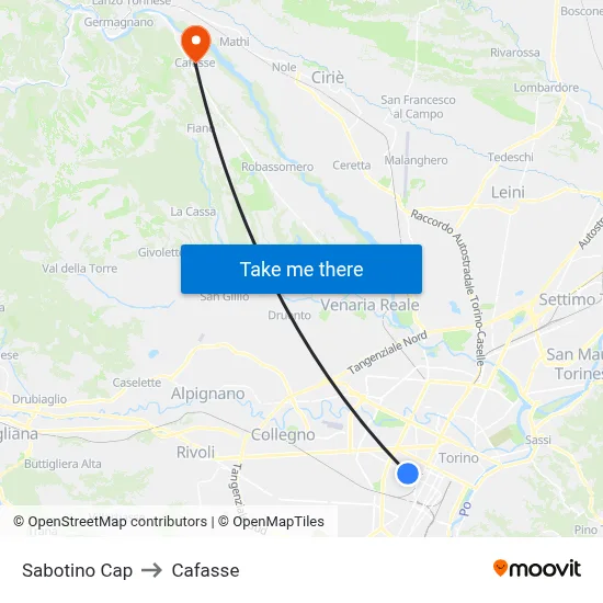 Sabotino Terminal to Cafasse map