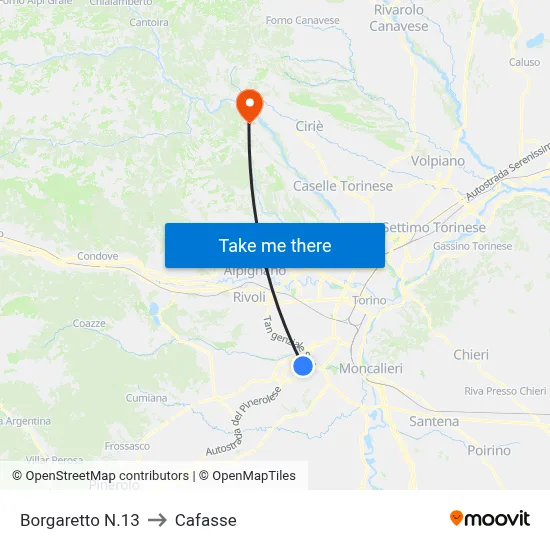 Borgaretto No.13 to Cafasse map