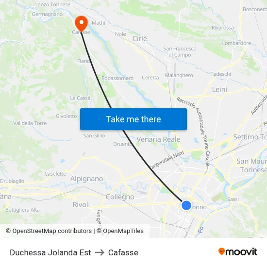 Duchessa Jolanda East to Cafasse map