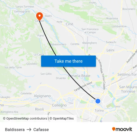 Baldissera to Cafasse map