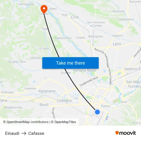 Einaudi to Cafasse map