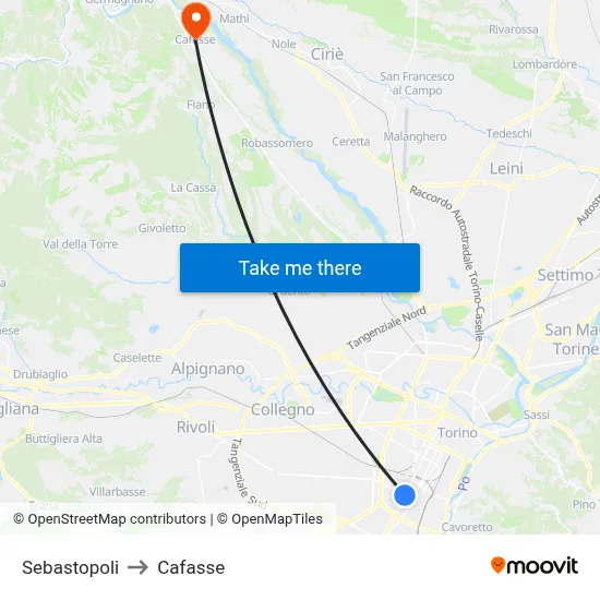 Sebastopoli to Cafasse map
