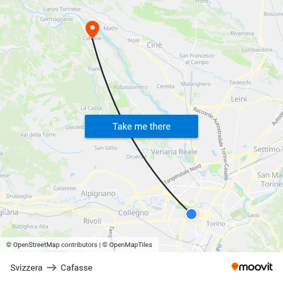 Switzerland to Cafasse map