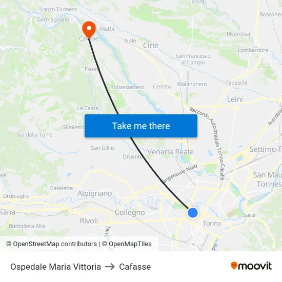 Maria Vittoria Hospital to Cafasse map