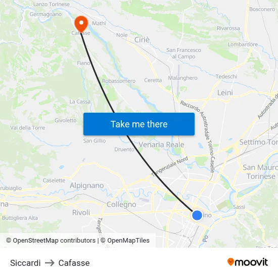 Siccardi to Cafasse map