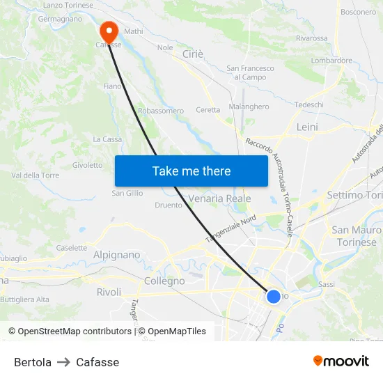 Bertola to Cafasse map
