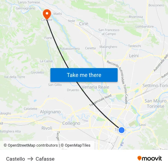 Castello to Cafasse map