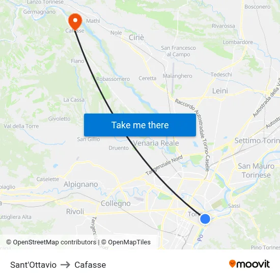 Sant'Ottavio to Cafasse map