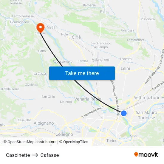 Cascinette to Cafasse map