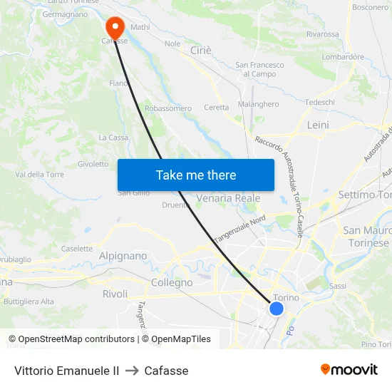 Vittorio Emanuele II to Cafasse map