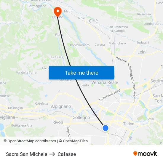 Sacra San Michele to Cafasse map