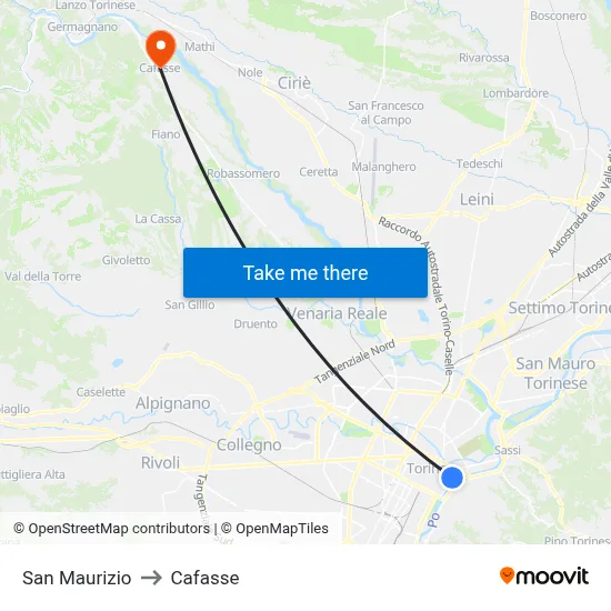 San Maurizio to Cafasse map