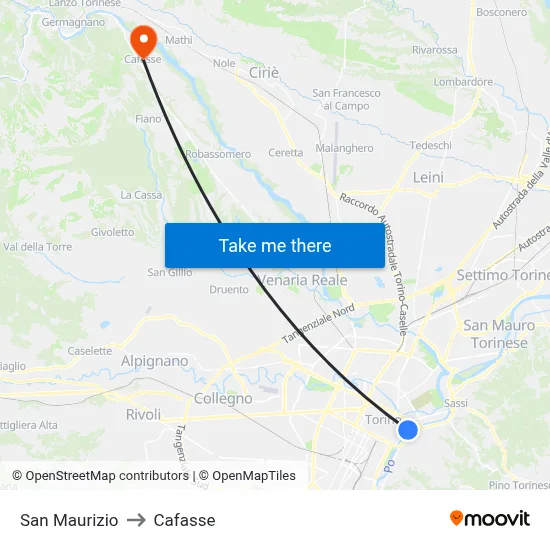 San Maurizio to Cafasse map