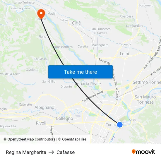 Queen Margherita to Cafasse map