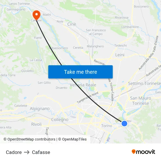 Cadore to Cafasse map