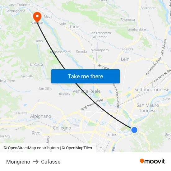 Mongreno to Cafasse map