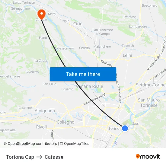 Tortona Cap to Cafasse map