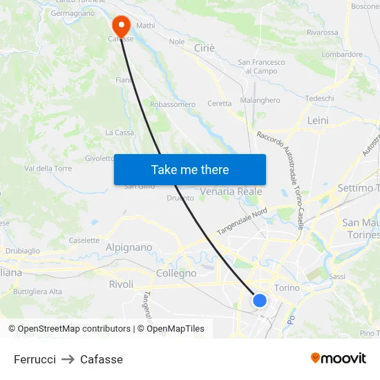 Ferrucci to Cafasse map