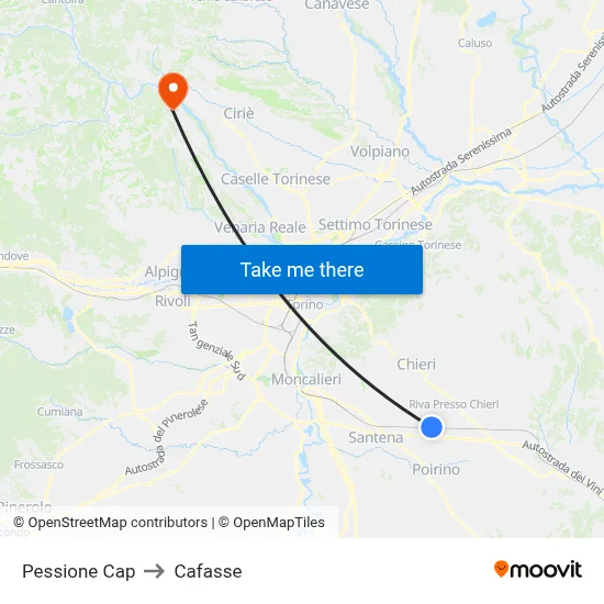 Pessione Cap to Cafasse map