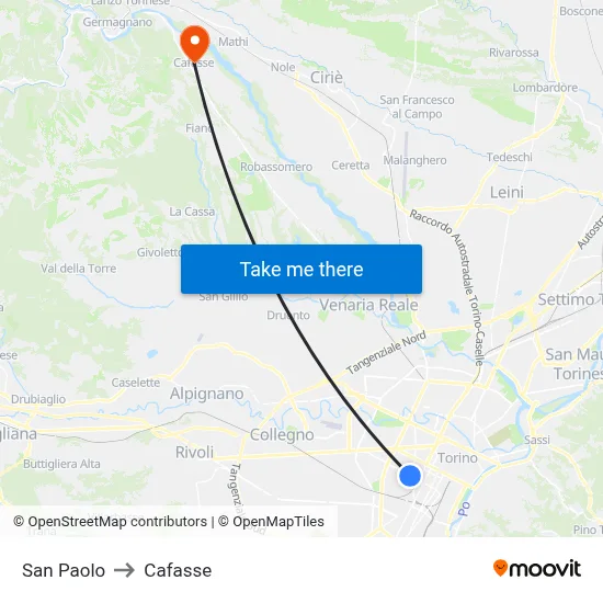 San Paolo to Cafasse map