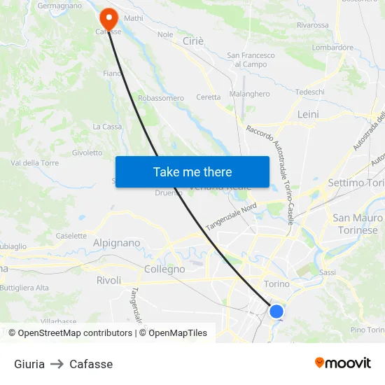 Giuria to Cafasse map