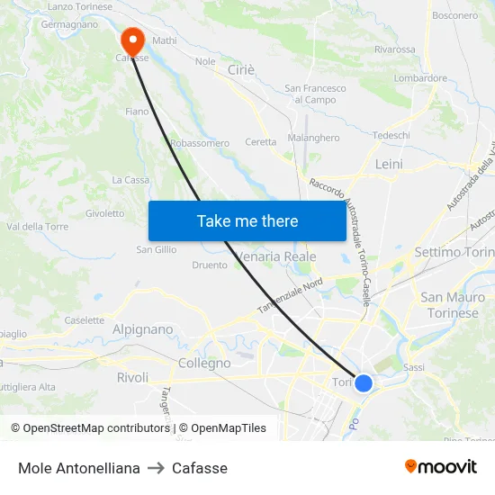 Mole Antonelliana to Cafasse map