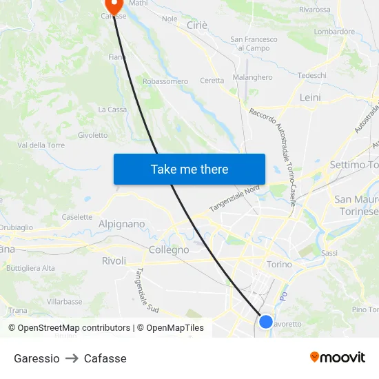 Garessio to Cafasse map