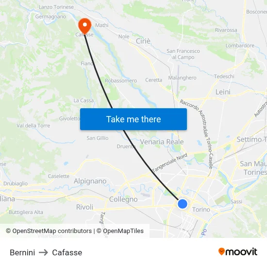 Bernini to Cafasse map