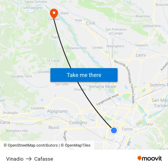 Vinadio to Cafasse map