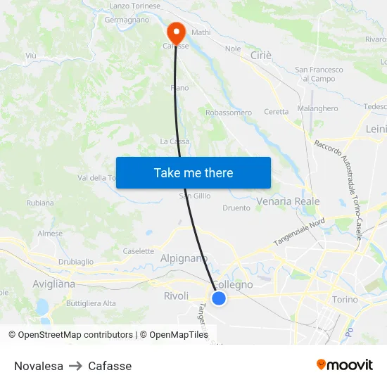 Novalesa to Cafasse map