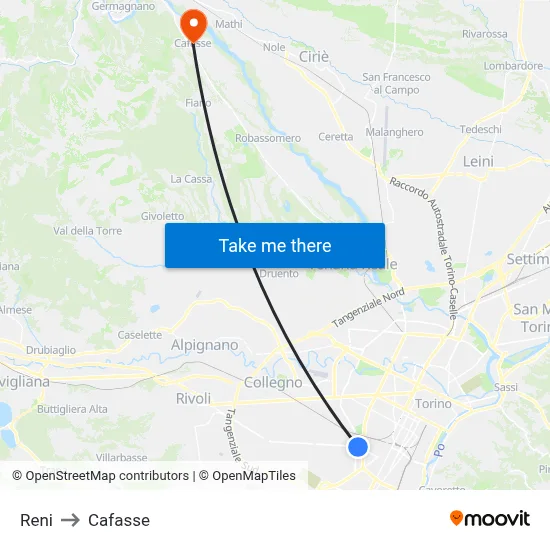 Reni to Cafasse map