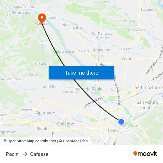 Pacini to Cafasse map