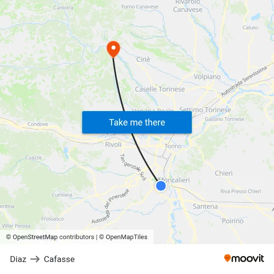 Diaz to Cafasse map