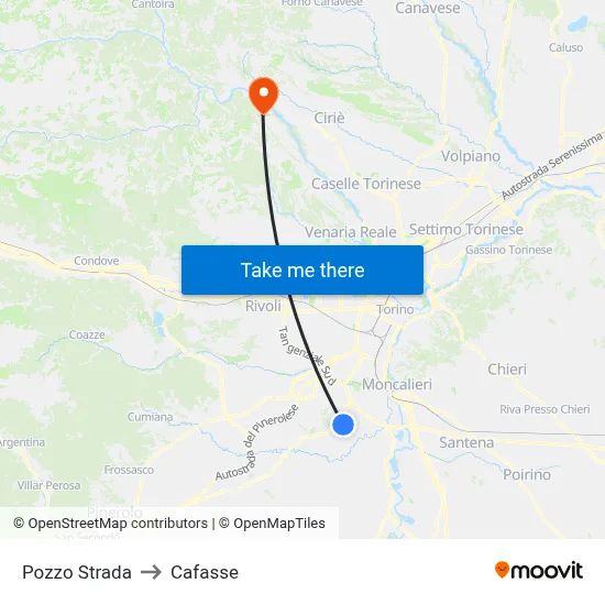 Pozzo Strada to Cafasse map
