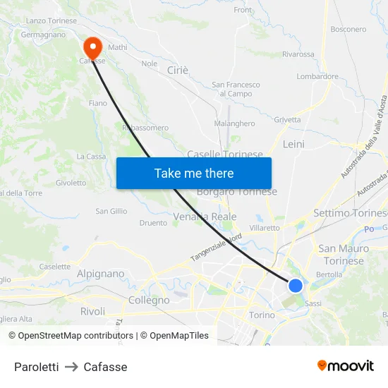 Paroletti to Cafasse map