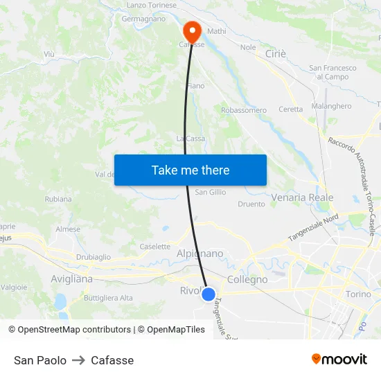 San Paolo to Cafasse map