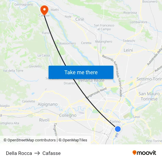 Della Rocca to Cafasse map