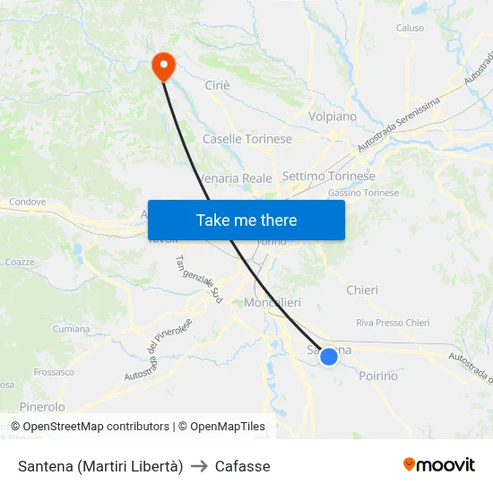 Santena (Martyrs of Liberty) to Cafasse map