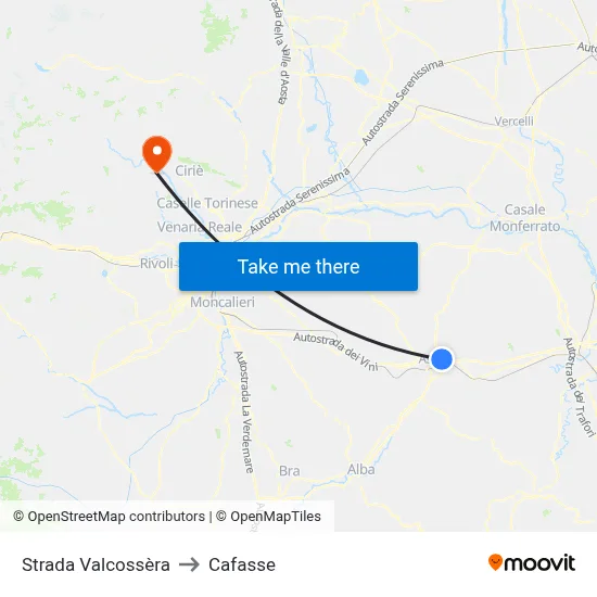 Valcossera Road to Cafasse map