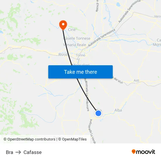 Bra to Cafasse map